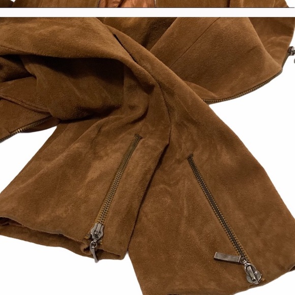 Faux Suede long brown coat with fringe size medium - Picture 9 of 12